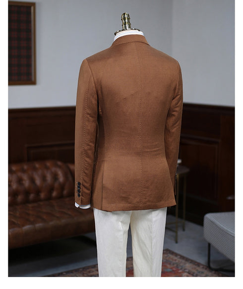 Brown Double-Breasted Linen Suit – Inspired by Classic Men’s Linen Suits Plus Size
